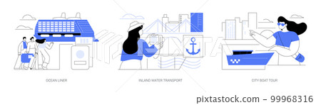Passenger marine transportation abstract concept vector illustrations. Passenger marine transportation abstract concept vector illustrations. 99968316