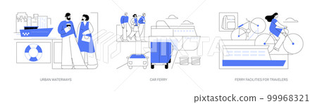 Ferry boat abstract concept vector illustrations. 99968321
