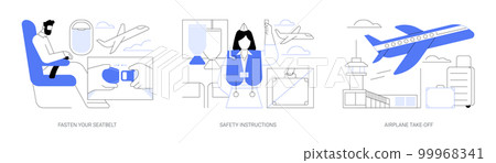 Plane departure abstract concept vector illustrations. Plane departure abstract concept vector illustrations. 99968341