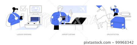 Safety checks in airport abstract concept vector illustrations. Safety checks in airport abstract concept vector illustrations. 99968342