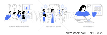 Launching new product abstract concept vector illustrations. Launching new product abstract concept vector illustrations. 99968353