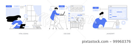 Front end development abstract concept vector illustrations. Front end development abstract concept vector illustrations. 99968376