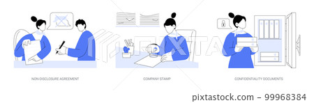 Corporate business paperwork abstract concept vector illustrations. 99968384
