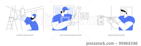 Electricity installation abstract concept vector illustrations. 99968386