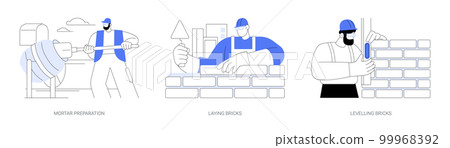 Masonry in private house building abstract concept vector illustrations. 99968392
