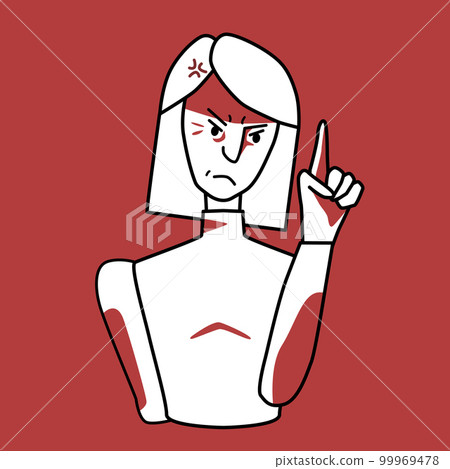 Angry woman, annoyed emotion, red and white. 99969478