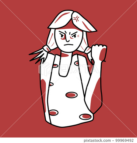 Angry girl, irritated emotion, red and white. Angry girl, irritated emotion, red and white. 99969492