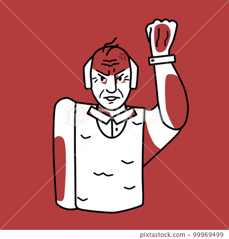 Angry old man, fierce emotion, red and white. Angry old man, fierce emotion, red and white. 99969499