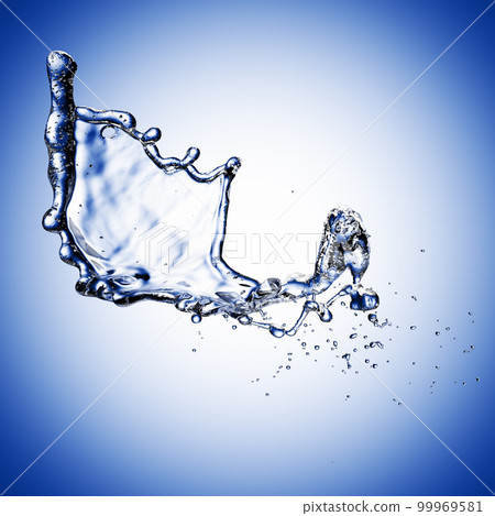 blue water splash isolated on blue background 99969581