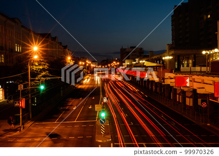 Night city street with lanterns and bright signs 99970326