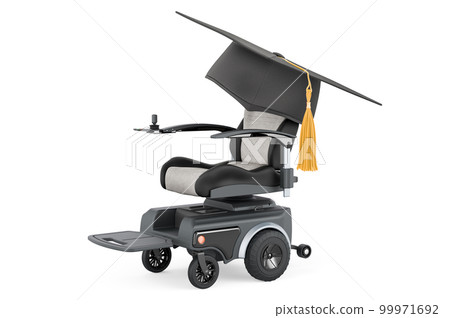 Motorized Power Chair with education hat. 3D rendering 99971692