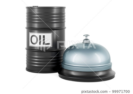 Reception bell with oil barrel. 3D rendering Reception bell with oil barrel. 3D rendering 99971700