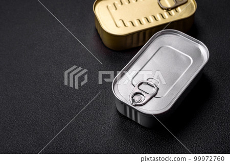 Metal aluminum can of canned sardines in oil with spices and salt 99972760