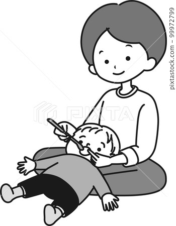 Finishing polish Posture father and son toothpaste_monochrome Finishing polish Posture father and son toothpaste_monochrome 99972799