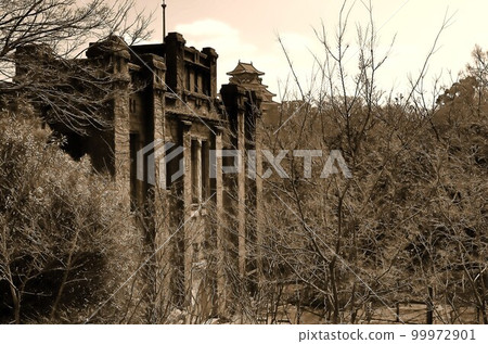 Former Osaka Artillery Arsenal and Osaka Castle Monochrome 99972901