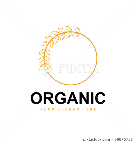 Wheat Rice Logo, Agricultural Organic Plants Vector, Luxury Design Golden Bakery Ingredients 99976738