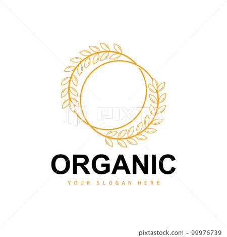 Wheat Rice Logo, Agricultural Organic Plants Vector, Luxury Design Golden Bakery Ingredients 99976739