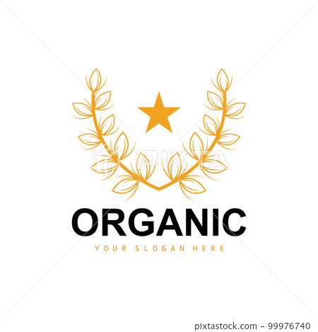 Wheat Rice Logo, Agricultural Organic Plants Vector, Luxury Design Golden Bakery Ingredients 99976740