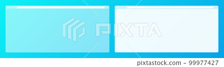 Blank transparent web browser window with toolbar and search field on colorful background. Modern website, internet page. Browser mockup for computer, tablet and smartphone. Vector illustration 99977427
