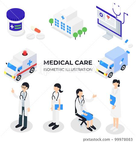 醫學等距插圖集(醫務工作者、救護車等) 醫學等距插圖集(醫務工作者、救護車等) 99978083