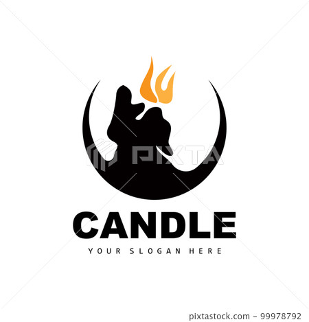 Candle Logo, Elegant Romantic Candle Light Dinner Flame Light Design, Traditional Spa Candle Vector 99978792