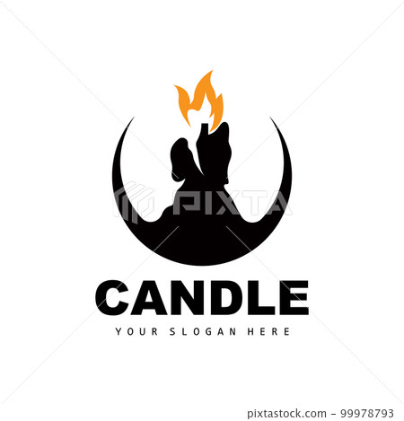 Candle Logo, Elegant Romantic Candle Light Dinner Flame Light Design, Traditional Spa Candle Vector 99978793