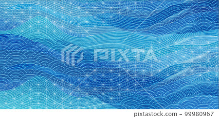 夏季問候波日本圖案背景 99980967