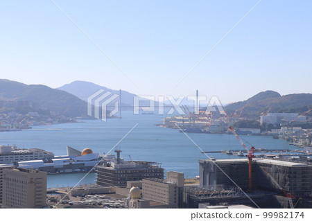 The clear Nagasaki Port seen from the hill, the center of Nagasaki City The clear Nagasaki Port seen from the hill, the center of Nagasaki City 99982174