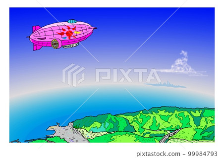 airship flies in the sky 99984793