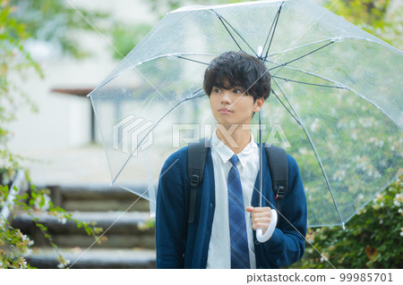 High school boy rain 99985701