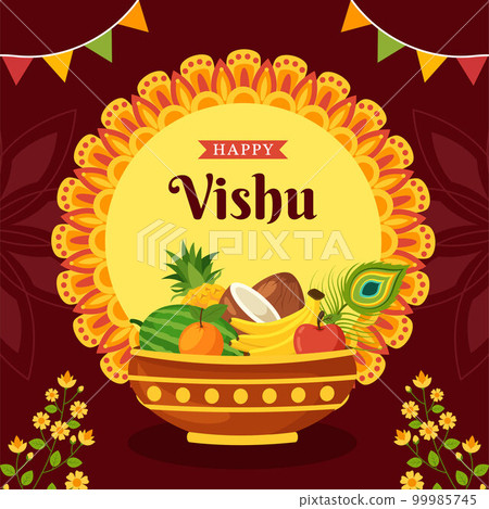 Happy Vishu Festival Social Media Background Illustration Cartoon Hand Drawn Templates Happy Vishu Festival Social Media Background Illustration Cartoon Hand Drawn Templates 99985745