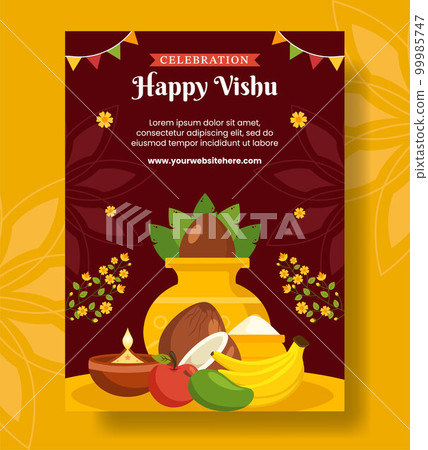 Happy Vishu Festival Vertical Poster Cartoon Hand Drawn Templates Background Illustration Happy Vishu Festival Vertical Poster Cartoon Hand Drawn Templates Background Illustration 99985747
