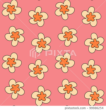 Groovy floral seamless vector pattern 99986254