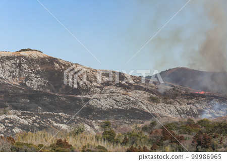 平尾台露天焚燒，春天的傳統，北九州國定公園平尾台 99986965
