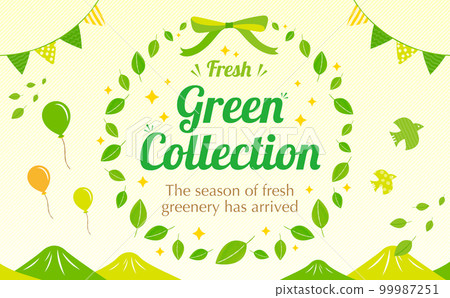 Cute fashionable simple vector frame with copy space for leaf, green, fresh green, and eco image 99987251