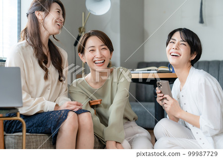 Female smile 3 people Female smile 3 people 99987729