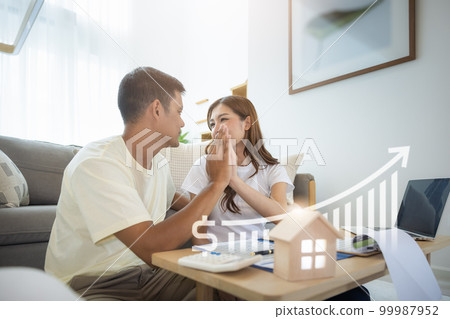 Asian couple with finance concept. Asian couple with finance concept. 99987952
