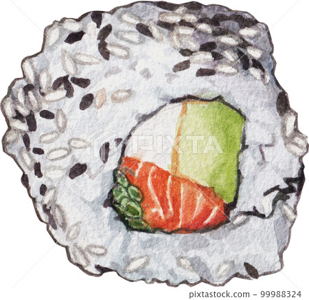 Sushi sasemi Japanese food watercolor png element 99988324