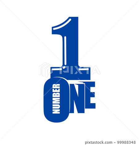 Number one icon. Business company, brand identity or champion vector symbol or label. Leadership and contest winning, first place and number one vintage blue icon, sign or emblem 99988348