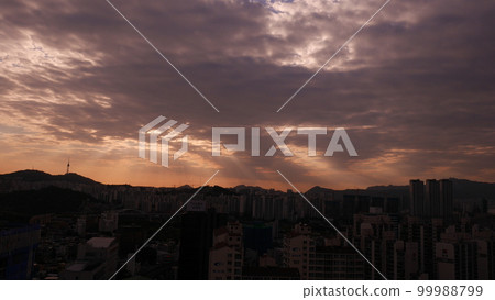 首爾的春晚景色展開 99988799