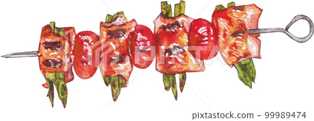 Barbecue grill watercolor png elements 99989474