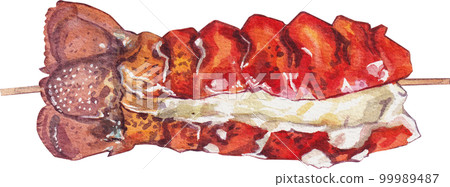 Barbecue grill watercolor png elements 99989487