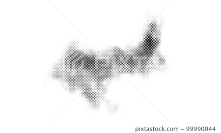 Halftone smoke texture. Black and white dotted fog cloud background. Comic and pop art style design element. Monochrome grunge abstract wallpaper. Vector  99990044