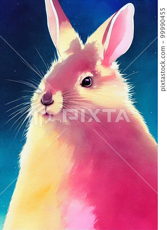 Funny adorable portrait headshot of cute viscacha. South American land animal standing facing front. Looking to camera. Watercolor imitation illustration. AI generated vertical artistic poster. Funny adorable portrait headshot of cute viscacha. South American land animal standing facing front. Looking to camera. Watercolor imitation illustration. AI generated vertical artistic poster. 99990455