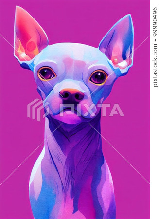Funny adorable portrait headshot of cute peruvian hairless dog. South American land animal standing facing front. Looking to camera. Watercolor illustration. AI generated vertical artistic poster. 99990496