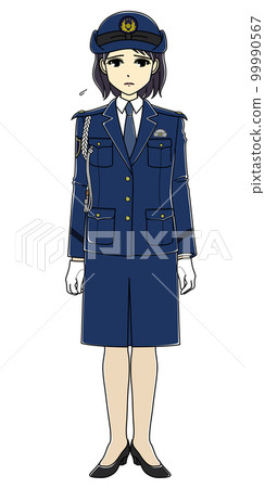 A depressed female police officer (whole body) 99990567