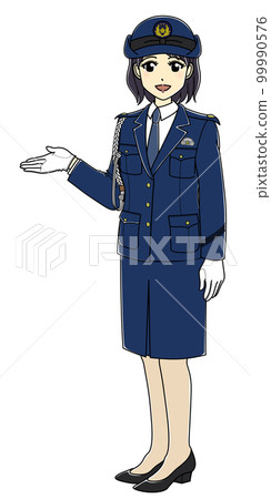 女警官引導（全身、斜向） 99990576