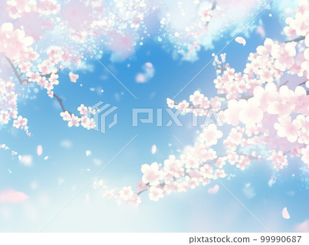 Illustration background material of blue sky and cherry blossoms Illustration background material of blue sky and cherry blossoms 99990687