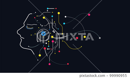 Tech head computer artificial geometric elements Tech head computer artificial geometric elements 99990955