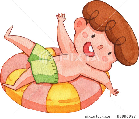 Kids playing on the beach watercolor png element Kids playing on the beach watercolor png element 99990988